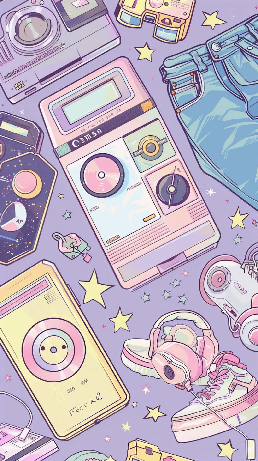 00s Retro Aesthetic Items Illustration Background