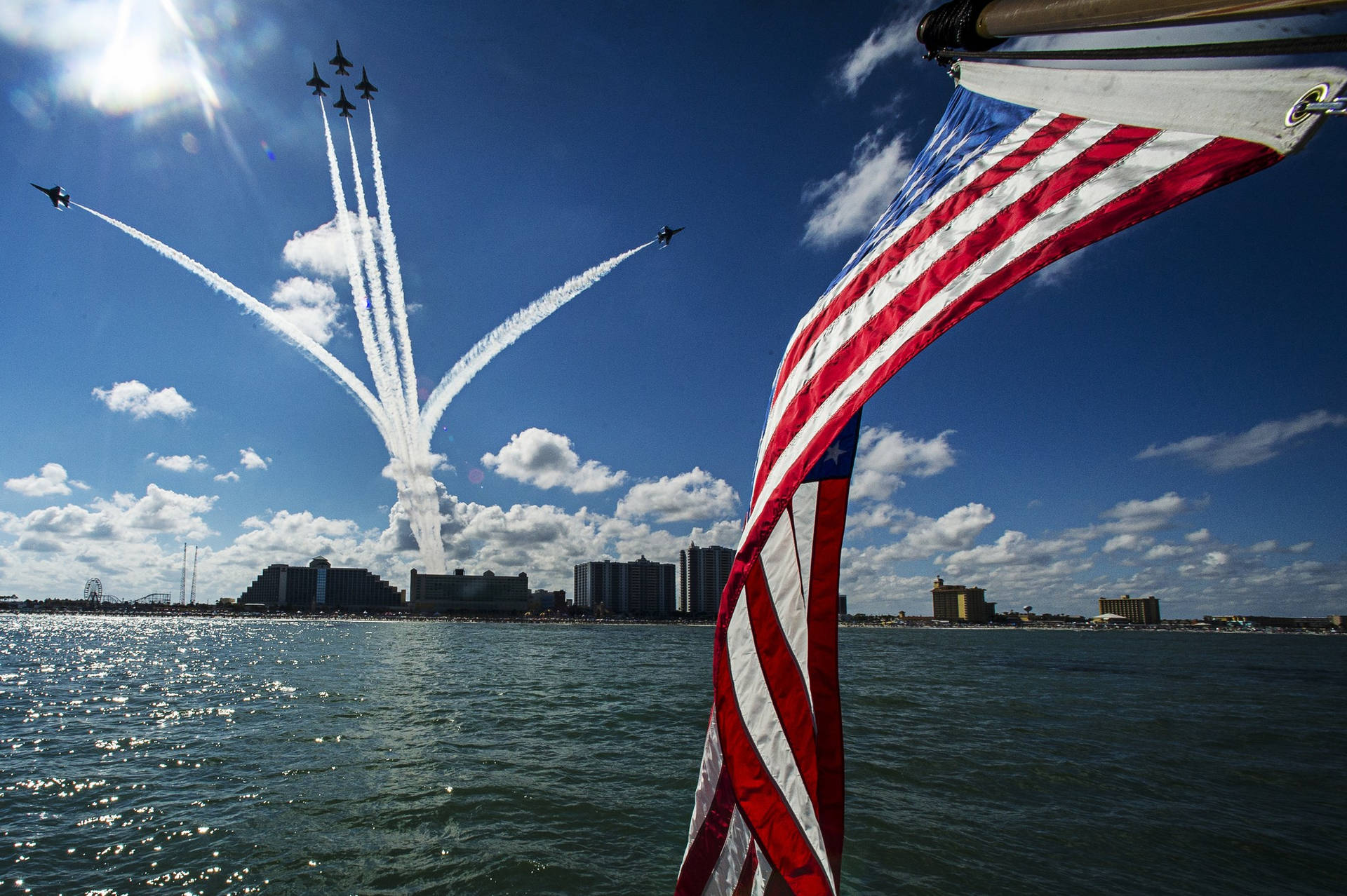 1. Military American Flag Waving In The Wind Background