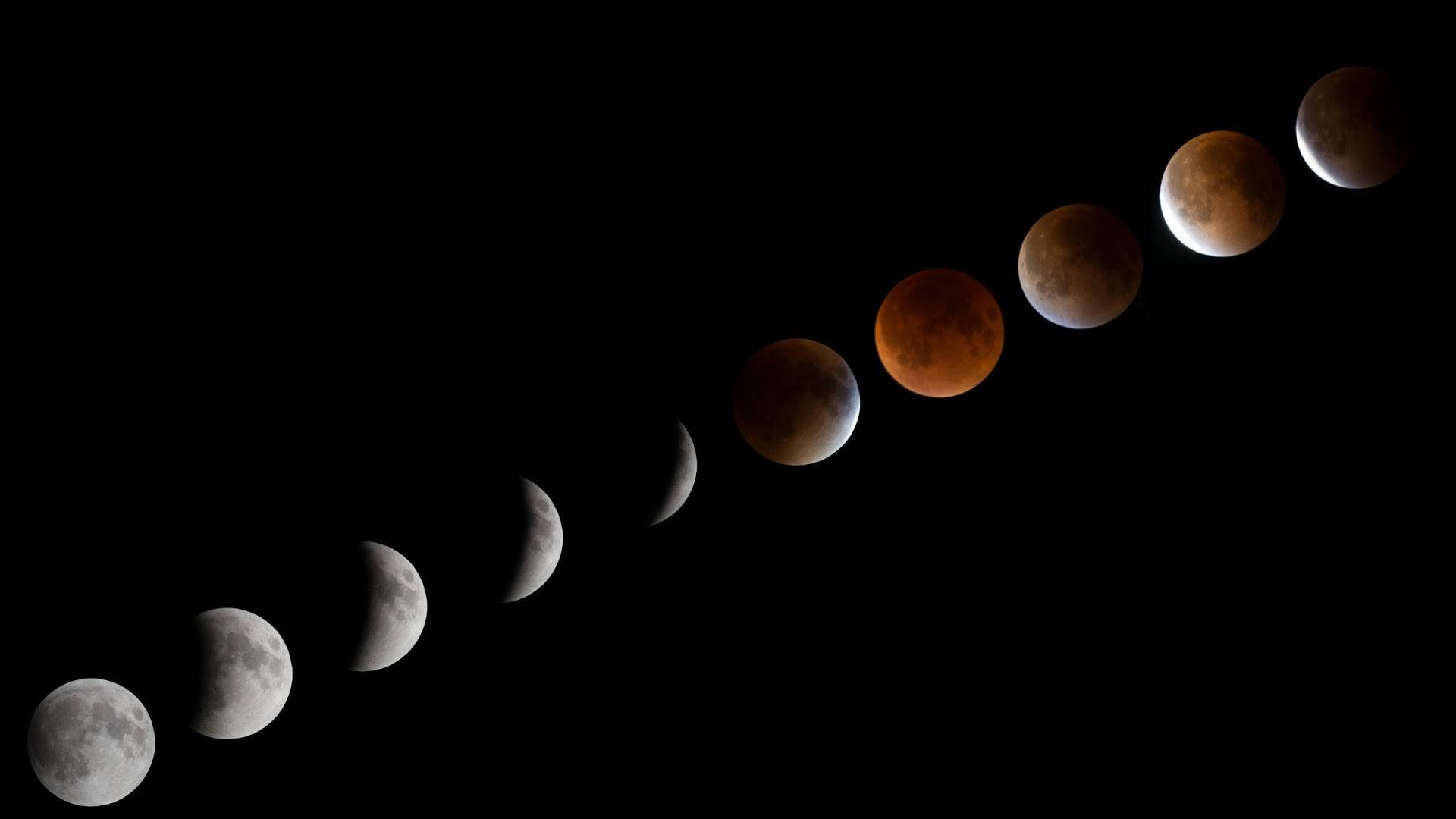 10 Moon Phases Turning Red Background