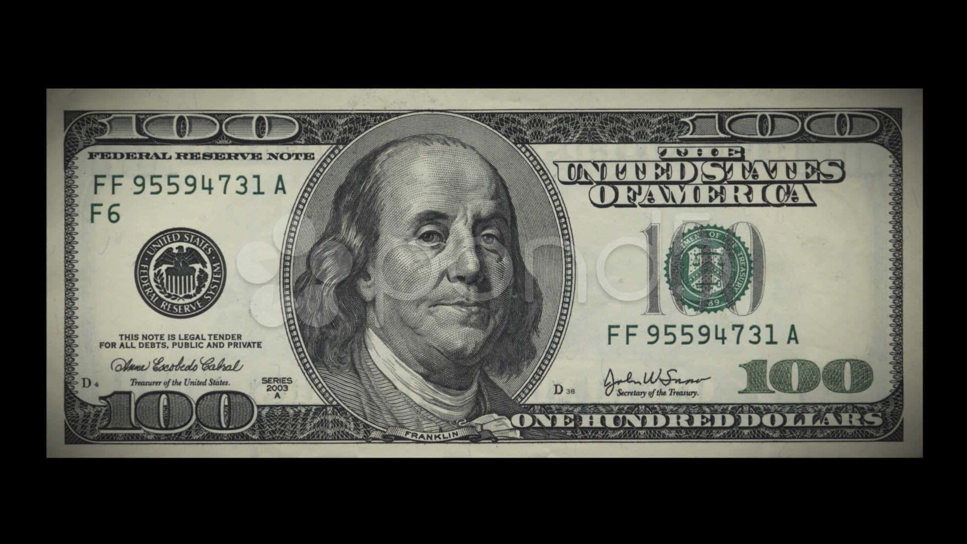 100 Dollar Bill In Black Backdrop Background