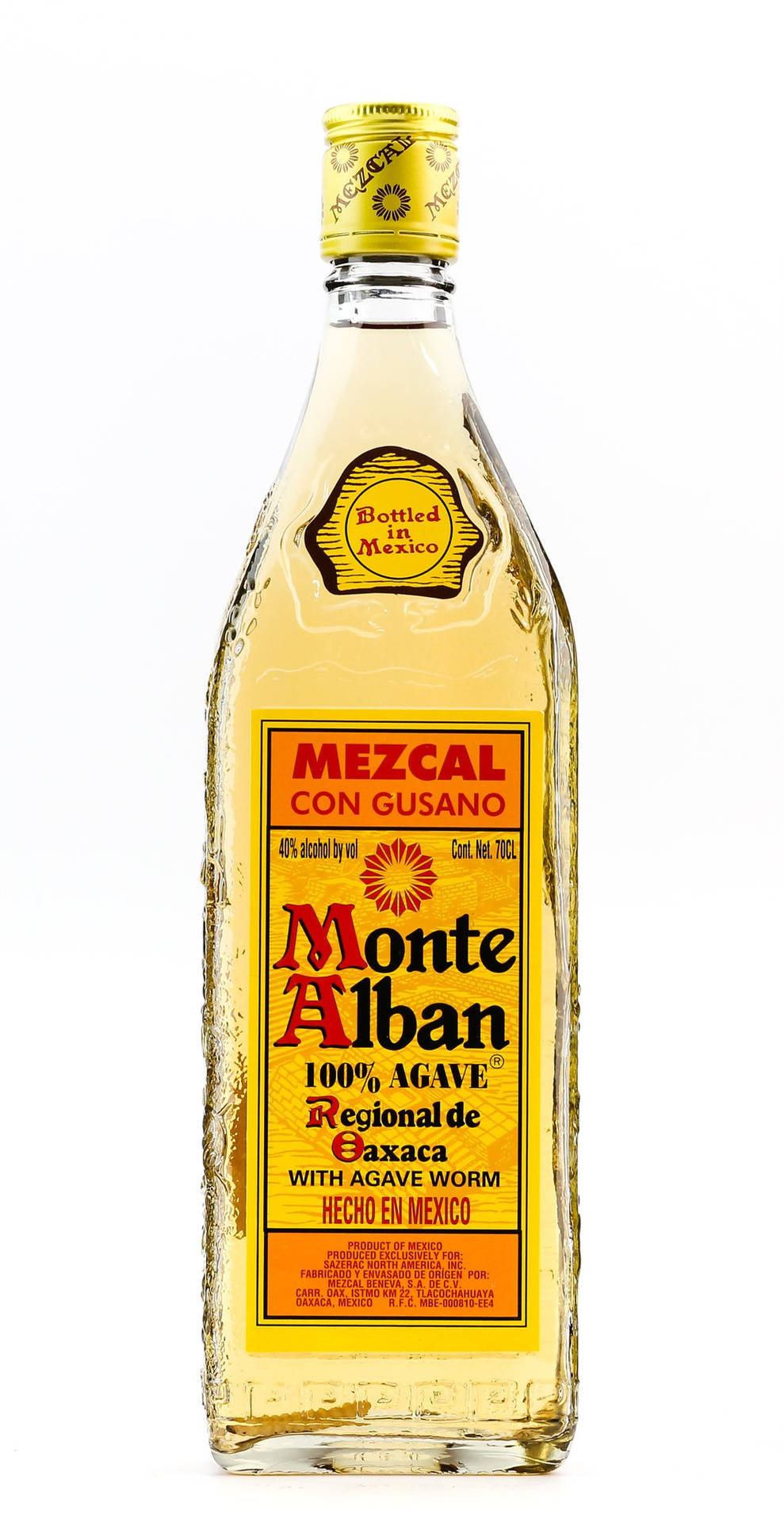 100 Percent Agave Monte Alban Mezcal Tequila Bottle Background