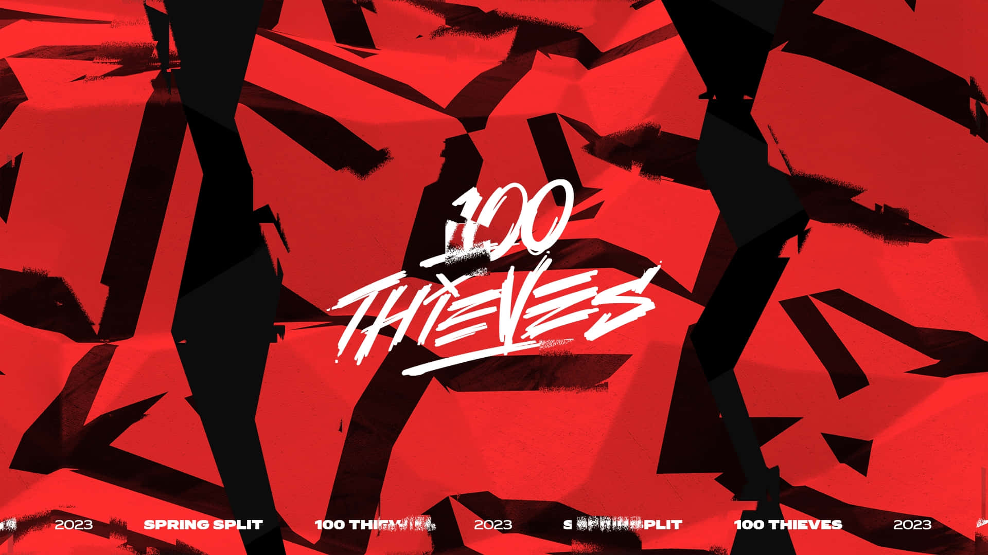 100 Thieves Logo On A Glowing Red And Black Pattern