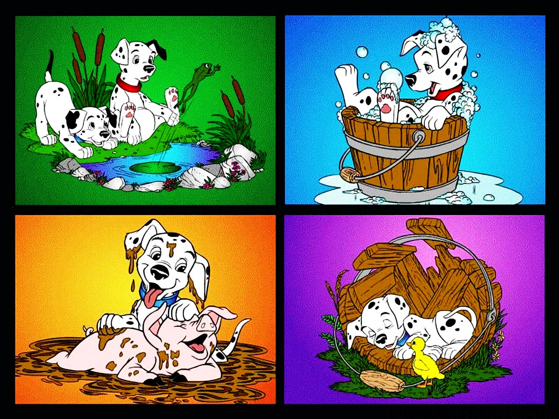 101 Dalmatians Collage Activities Background