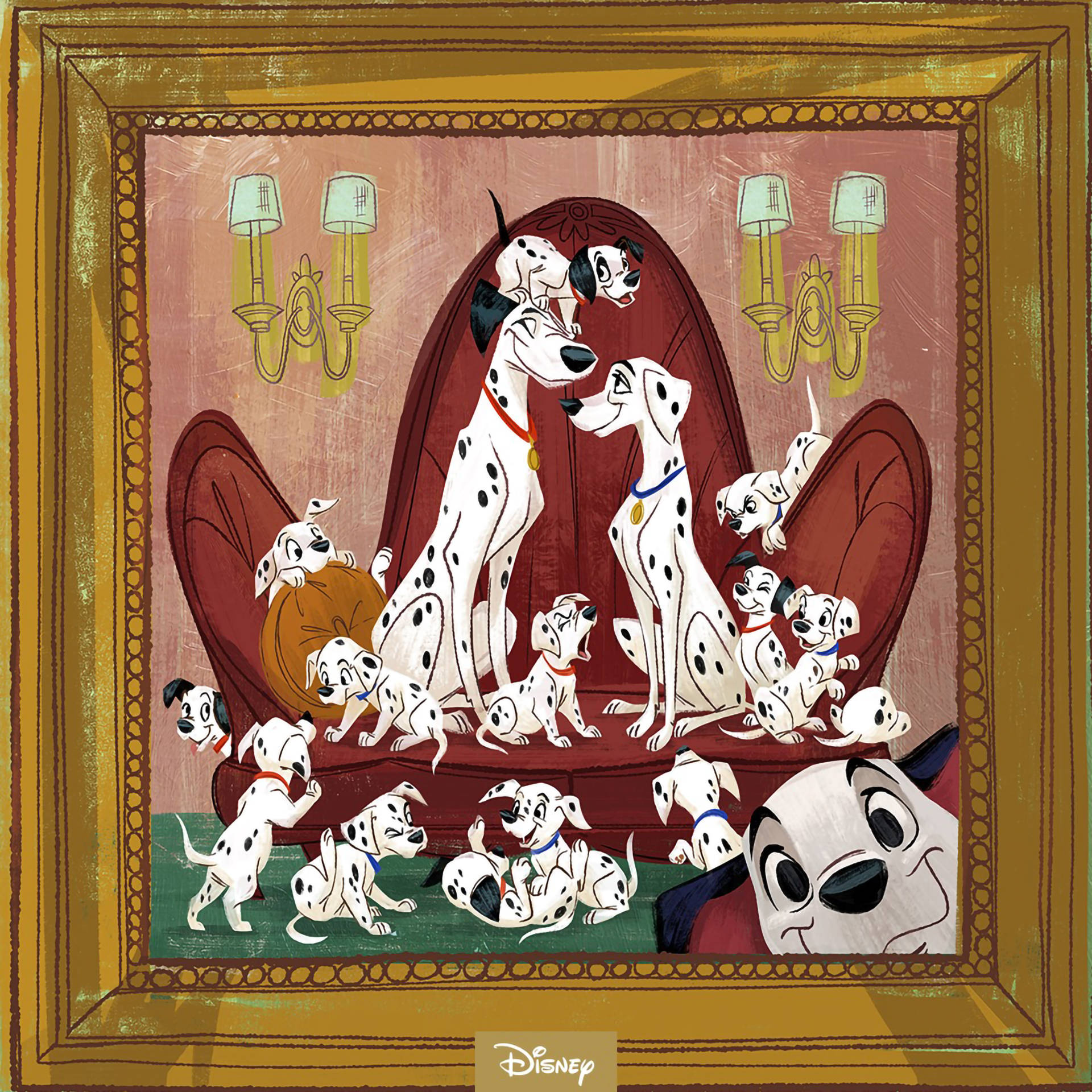 101 Dalmatians Family On Frame Background