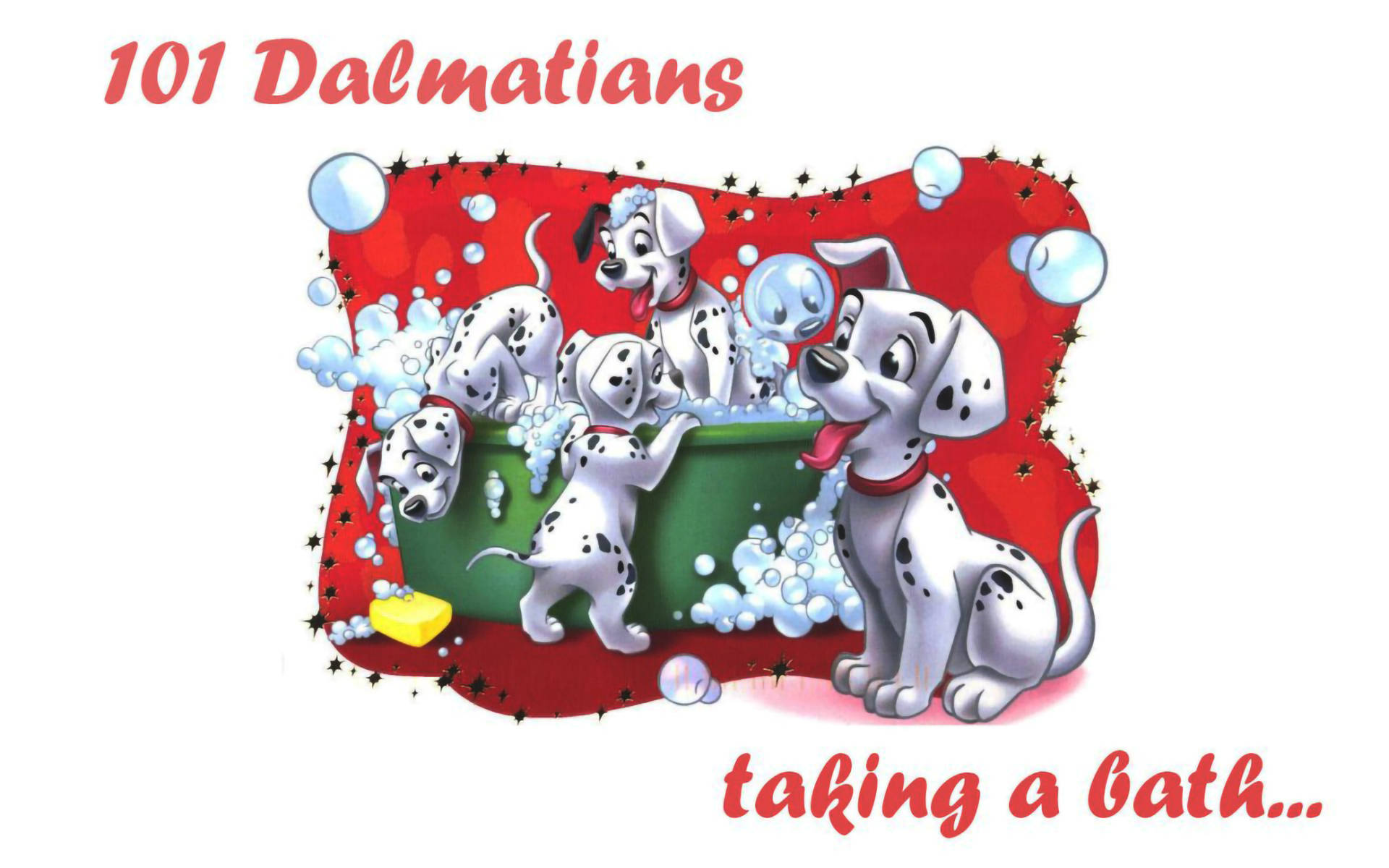 101 Dalmatians Taking A Bath Background