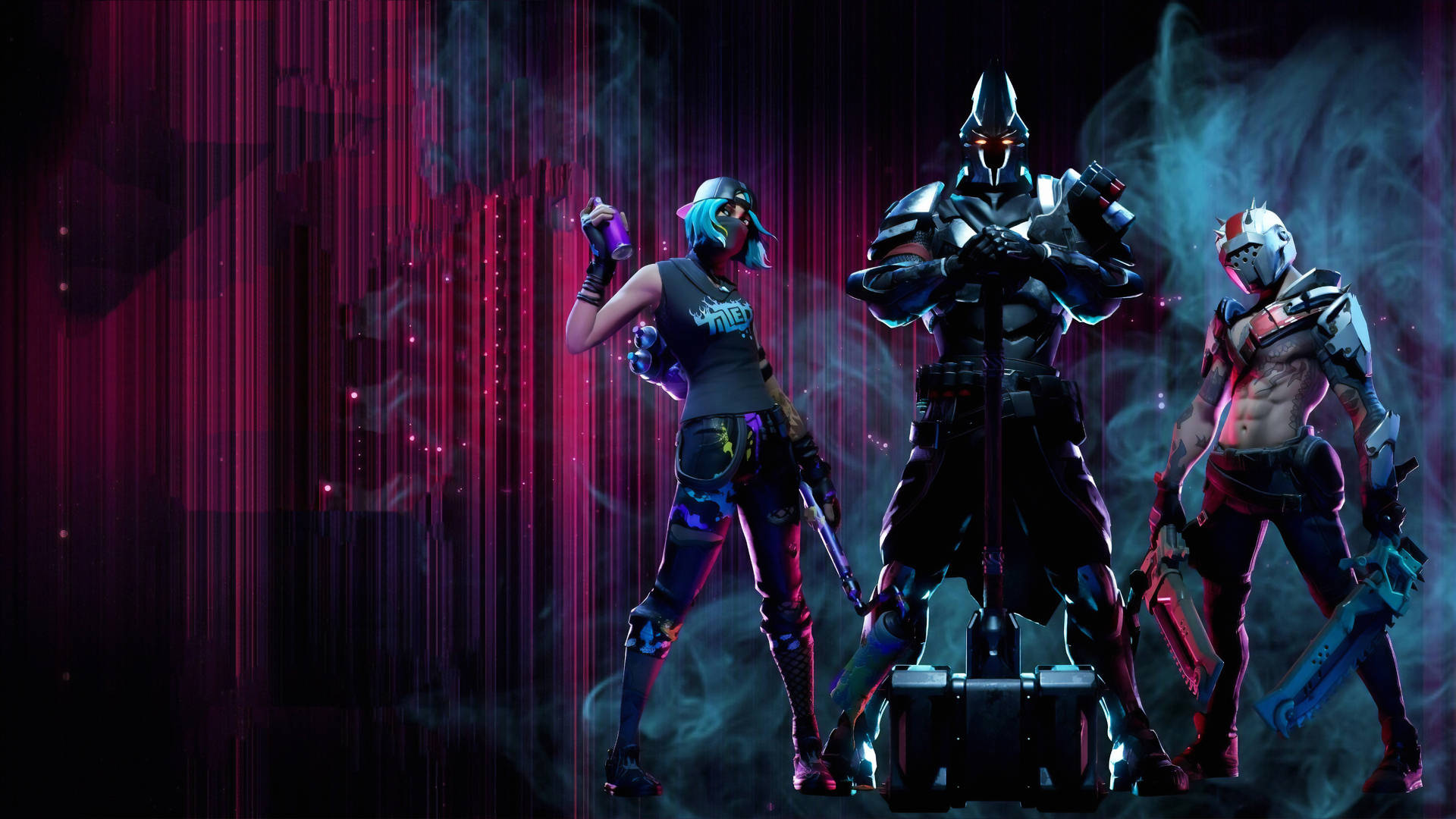 1080 Fortnite Three Characters Game Background