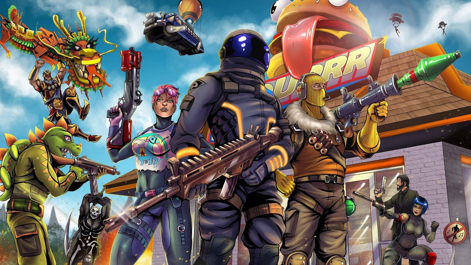 1080 Fortnite Various Game Characters Background