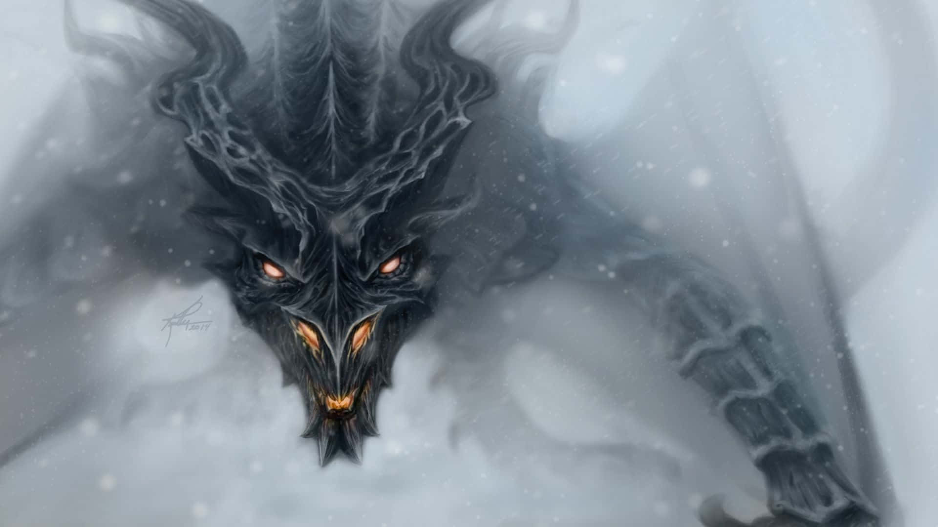 1080p Alduin Dragon Skyrim Background