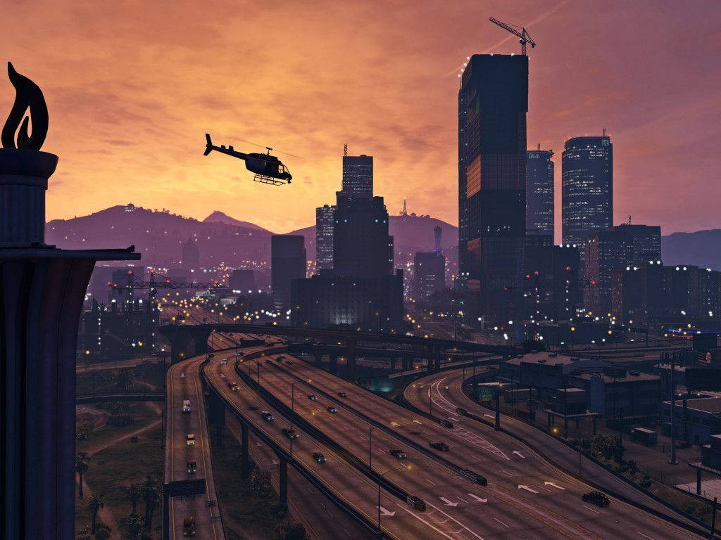 1080p Gta 5 Helicopter In Sky