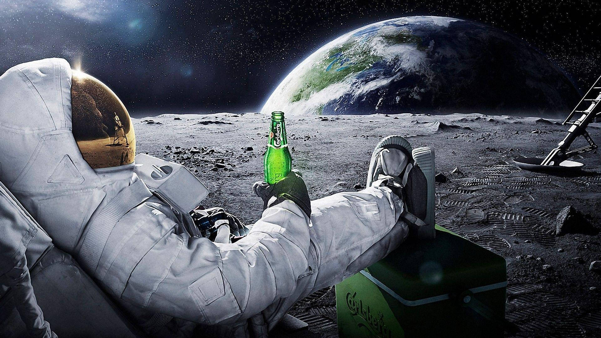 1080p Hd Astronaut Relaxing On Moon