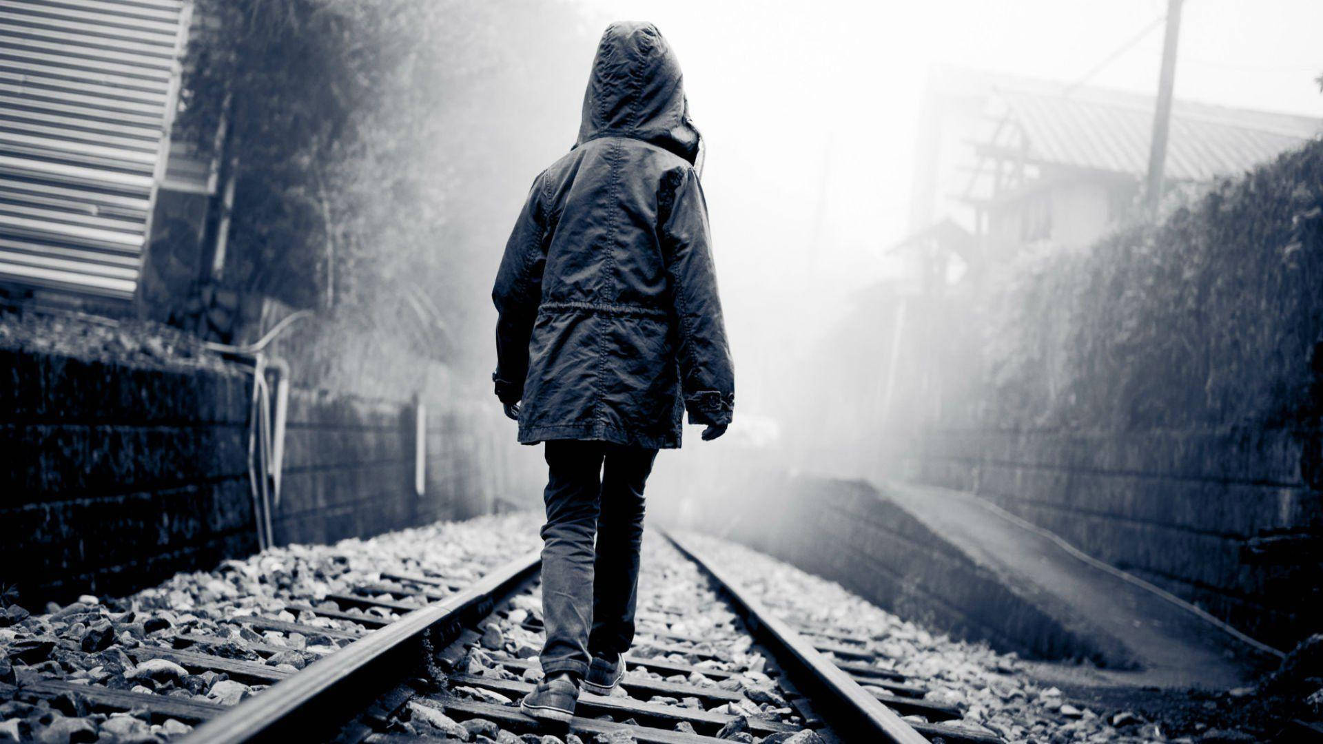 1080p Hd Child On Train Tracks Background