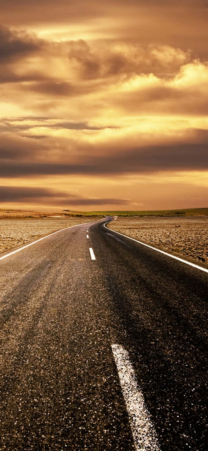 1080x2340 4k Long Road Golden Hour Background