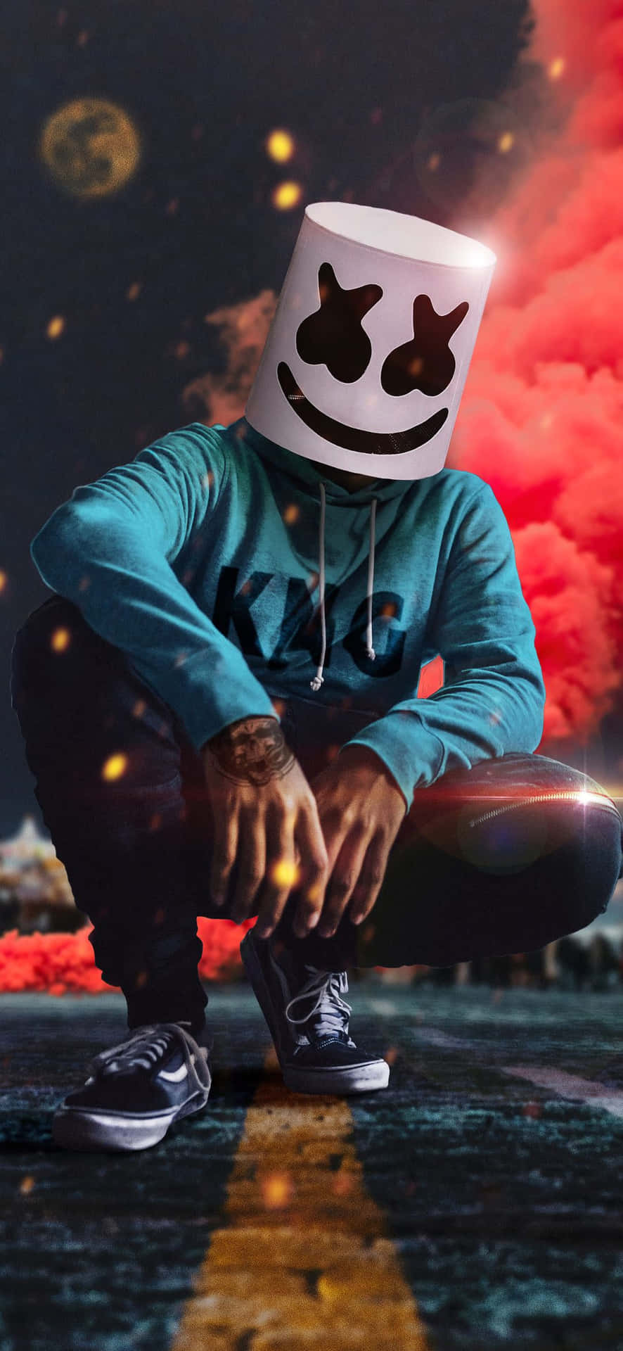 1080x2340 4k Marshmello Colorful Smoke Background