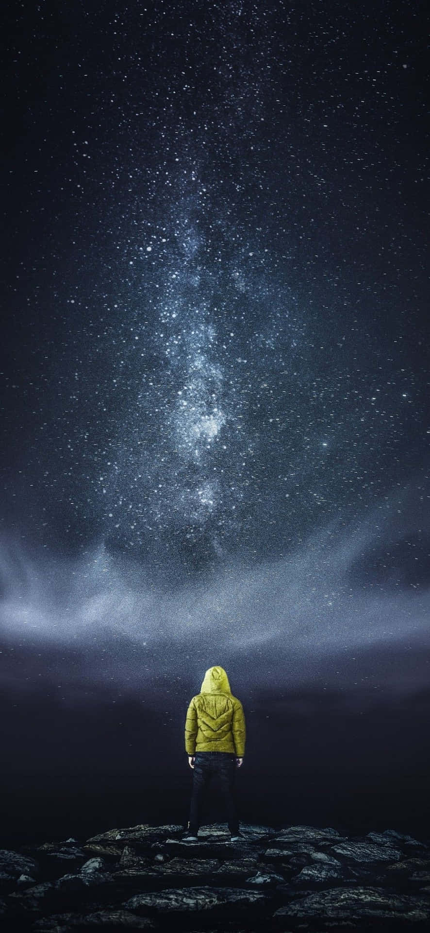 1080x2340 4k Night Stargazing Boy Digital Art Background