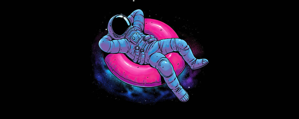 1200x480 Astronaut On Pink Ring Floater Background