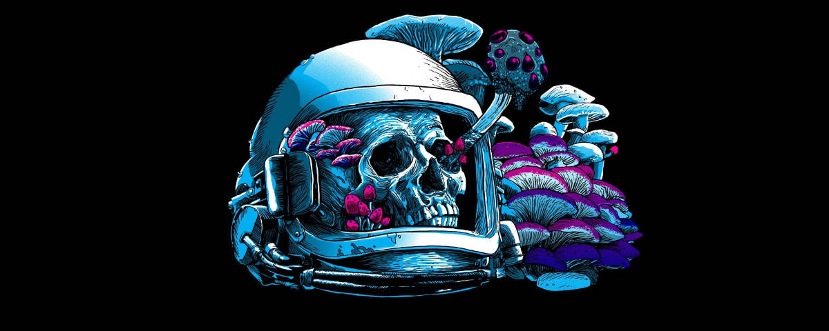 1200x480 Astronaut Skull Background
