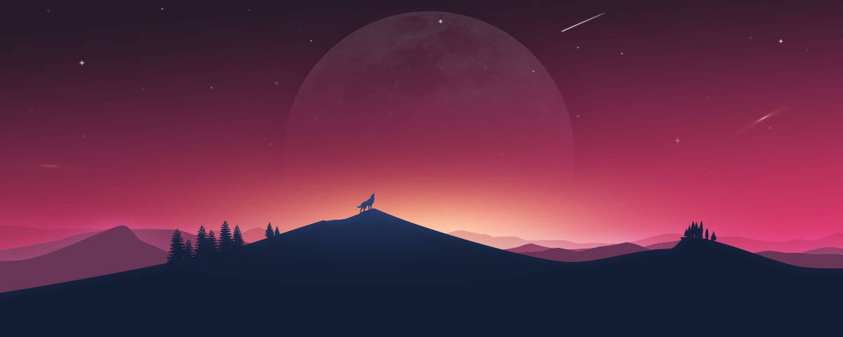 1200x480 Howling Wolf Background