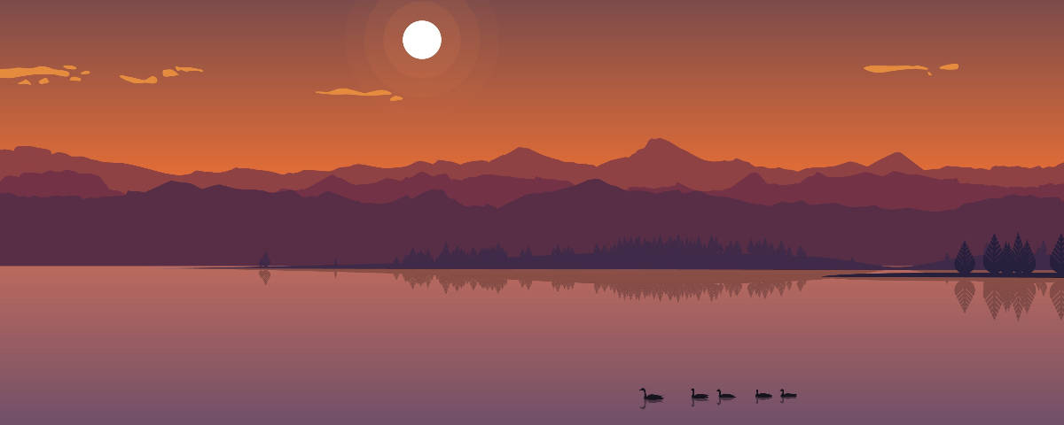 1200x480 Lake And Sunset Background