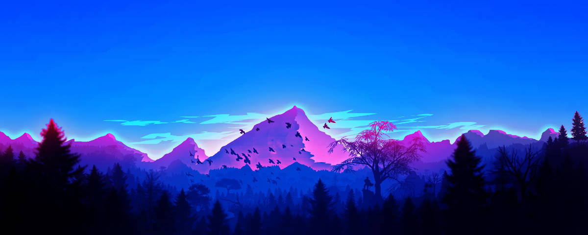 1200x480 Neon Purple Mountains Background