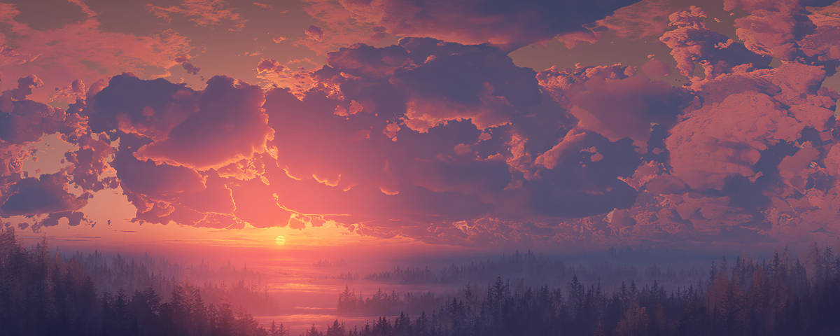 1200x480 Pink Cloudy Sunset Sky Background
