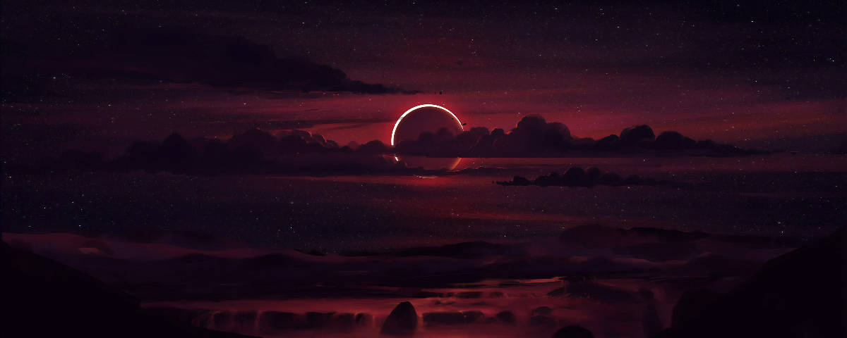 1200x480 Pink Eclipse Background