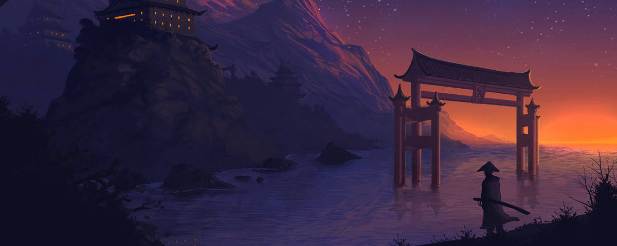 1200x480 Samurai Silhouette Background