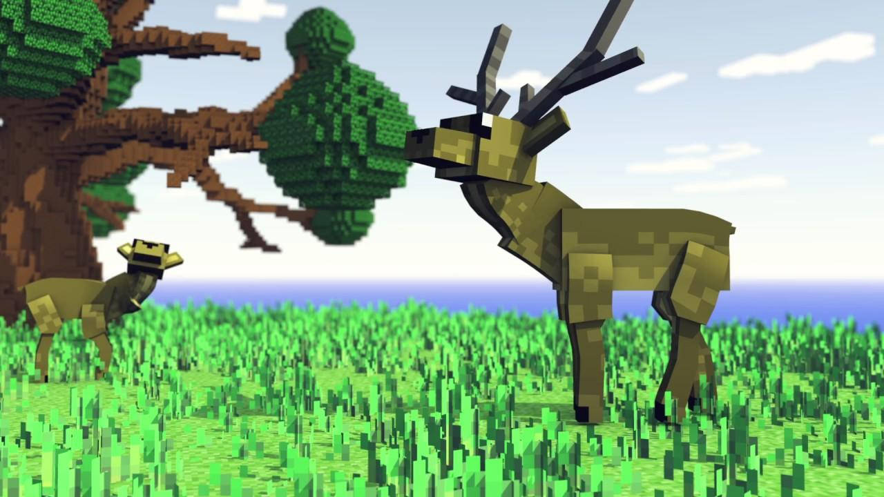 1280x720 Deer Minecraft Background