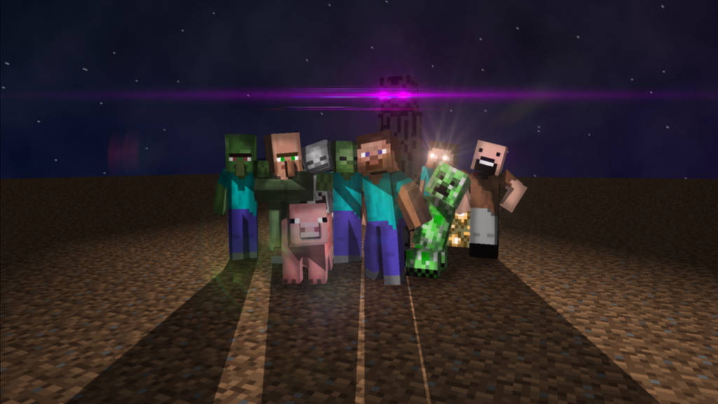 1280x720 Minecraft Characters In The Night Background