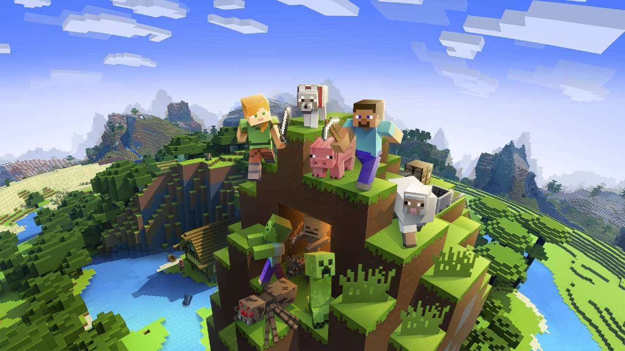 1280x720 Minecraft Characters On Hilltop