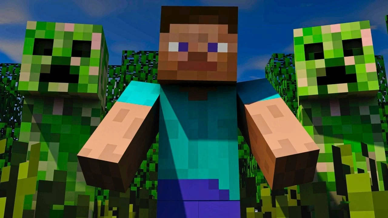 1280x720 Minecraft's Steve Creeper Background