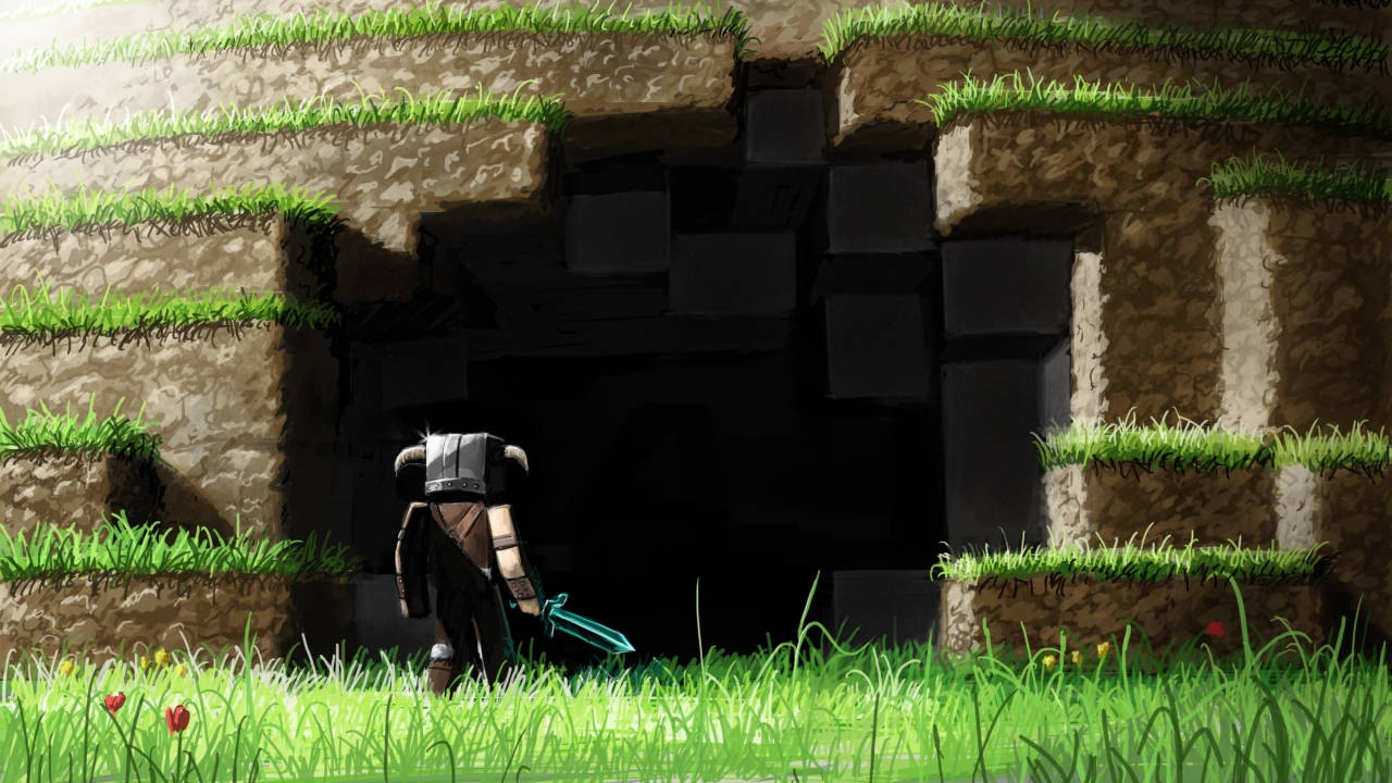 1280x720 Minecraft Soldier In Dungeon Background