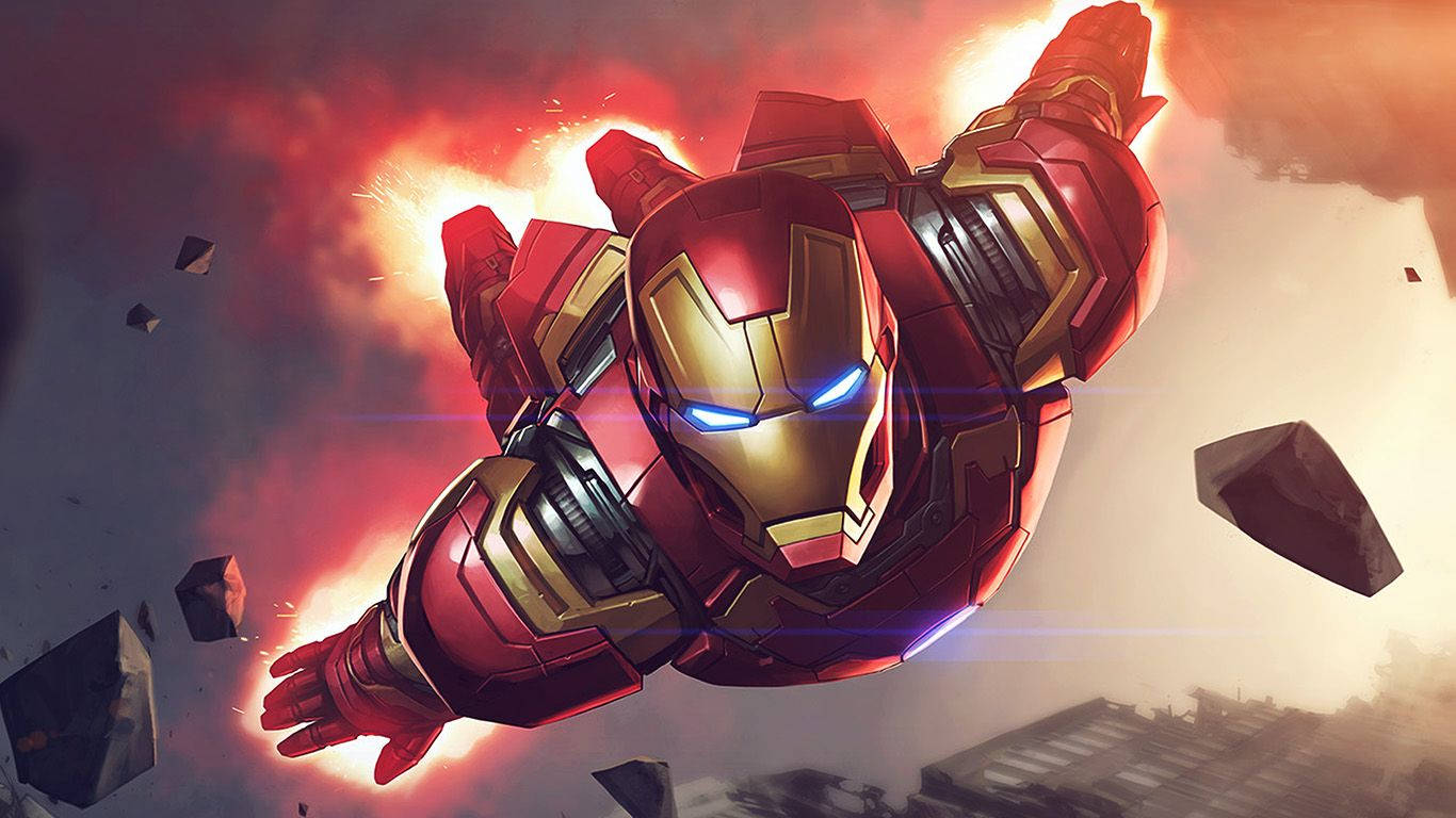 1366 X 768 Marvel Flying Ironman Background