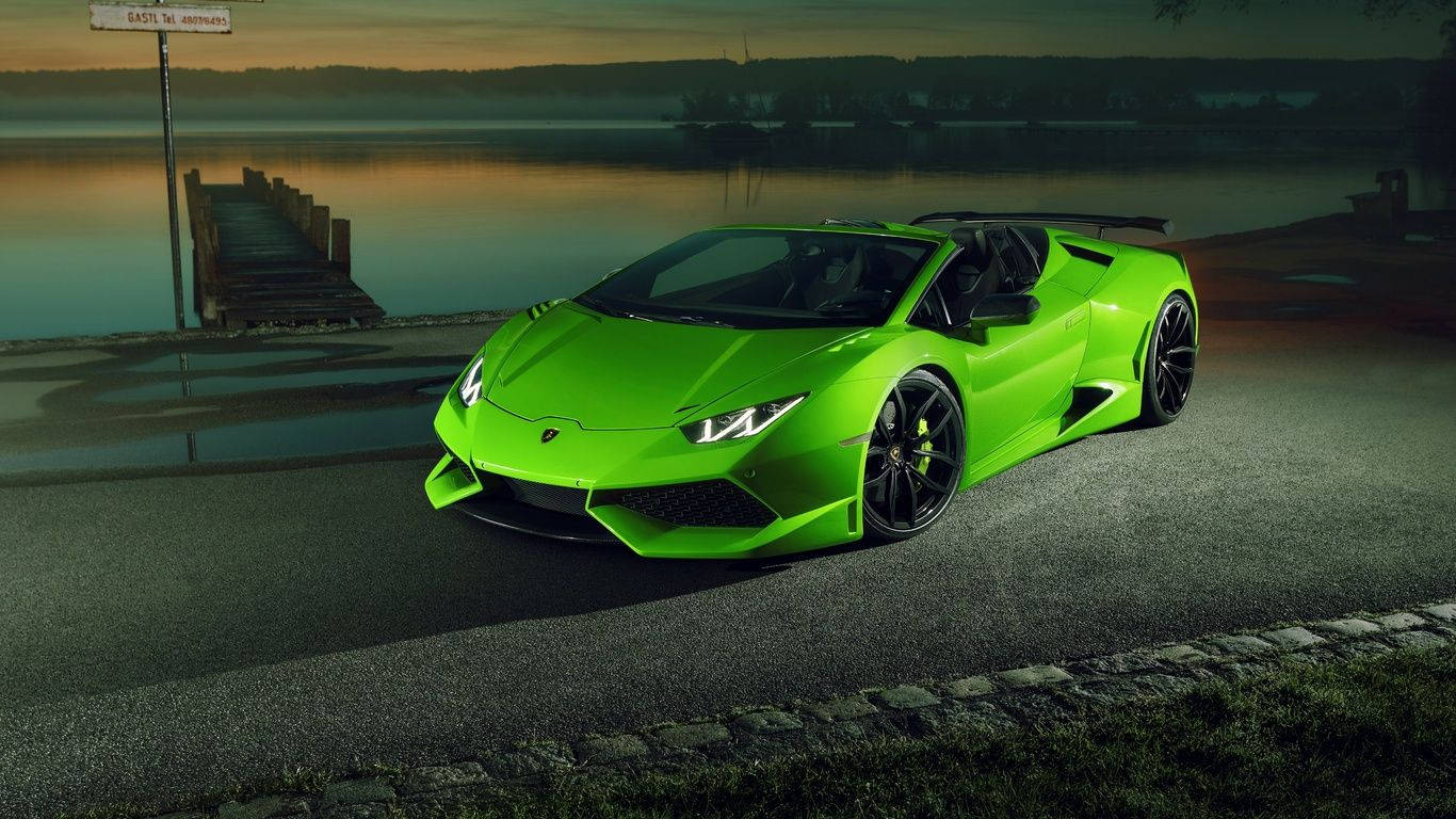 1366x 768 Hd Sport Car In Green Background