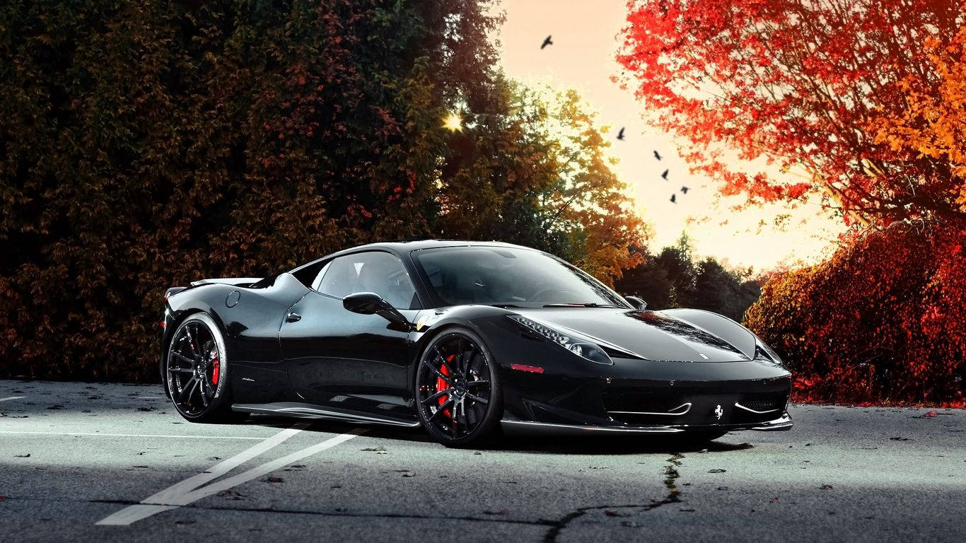 1366x768 Ferrari Hd Black 458 Background