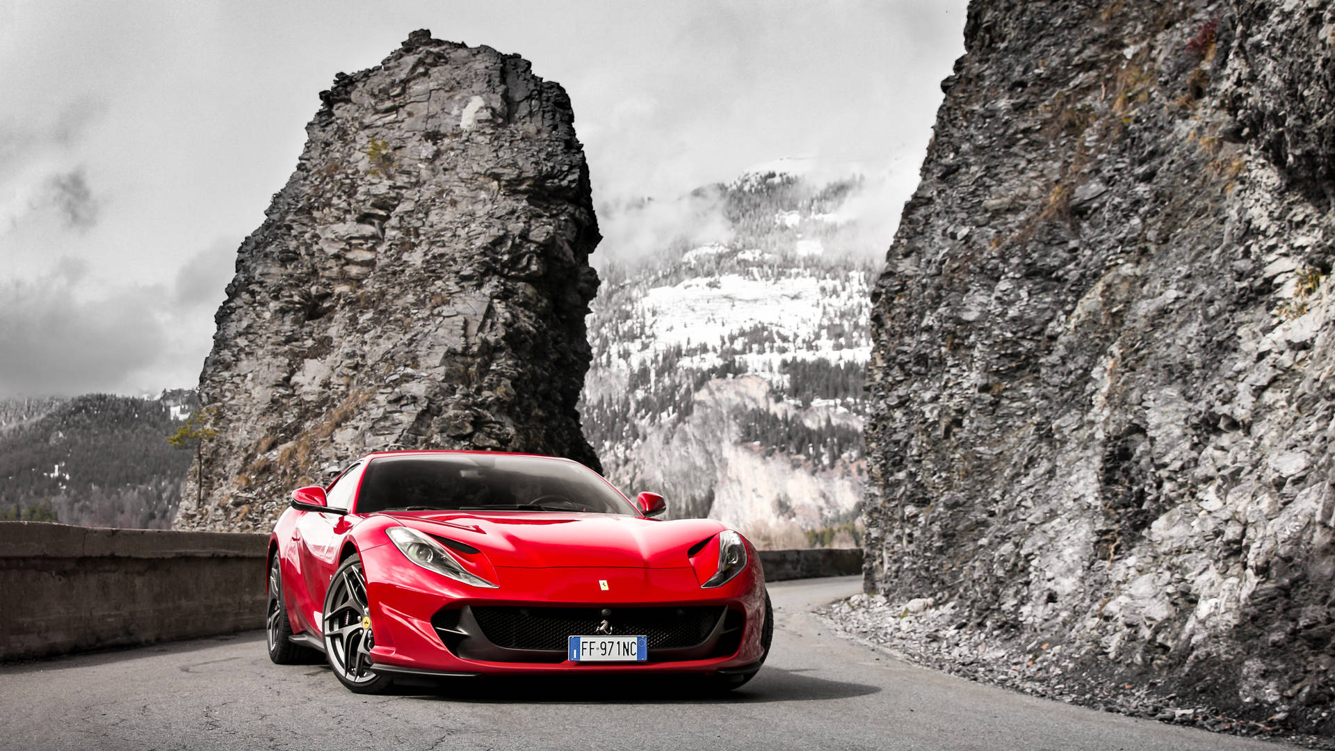 1366x768 Ferrari Hd Mountain Road Background