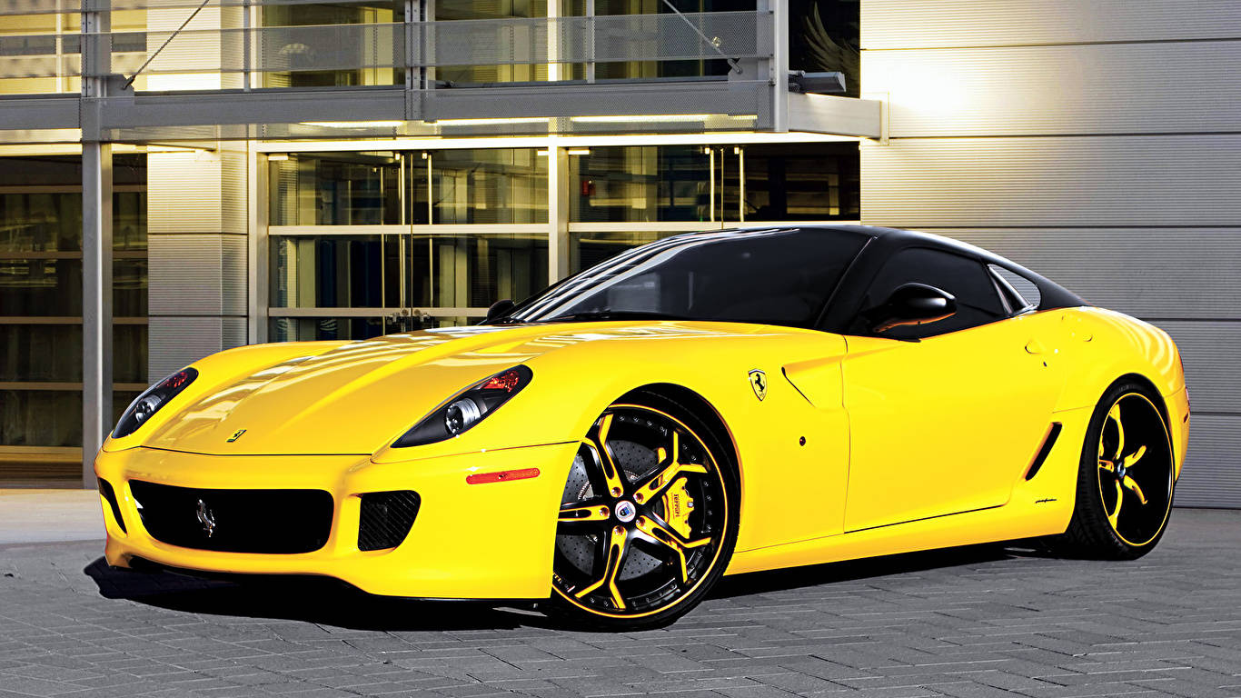 1366x768 Ferrari Hd Yellow 599 Gtb Background