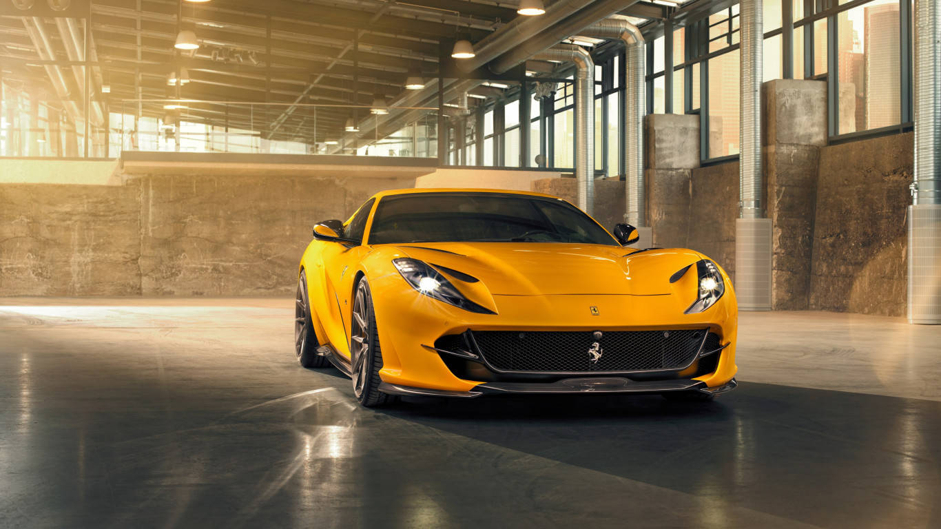 1366x768 Ferrari Hd Yellow 812 Superfast Background