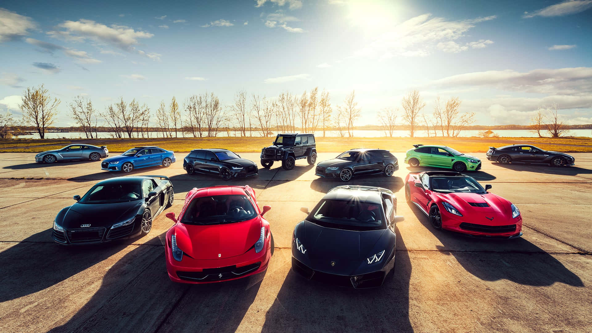 1440p Colorful Lamborghini Super Cars Background