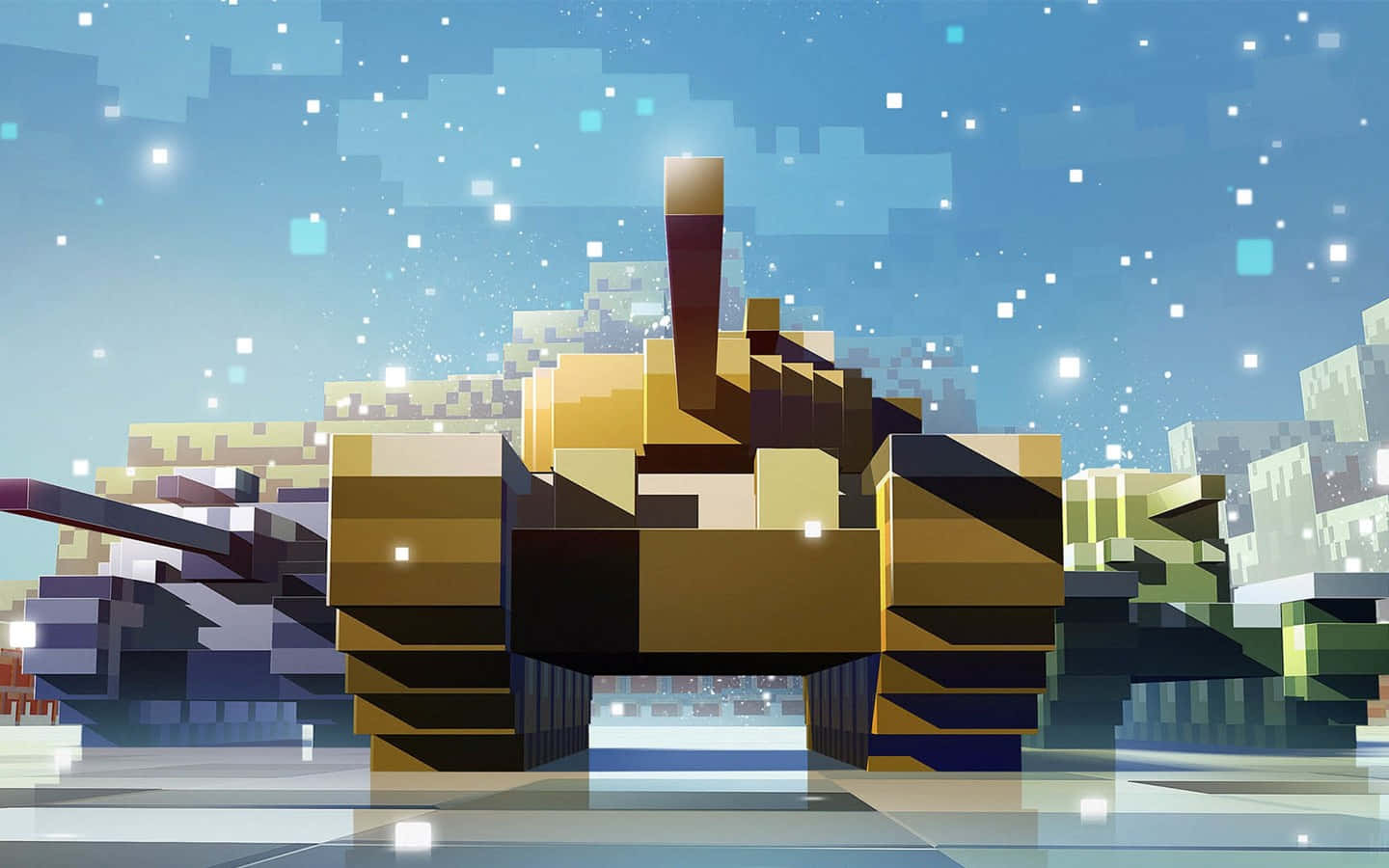 1440x900 Tanks Low Poly Art Background