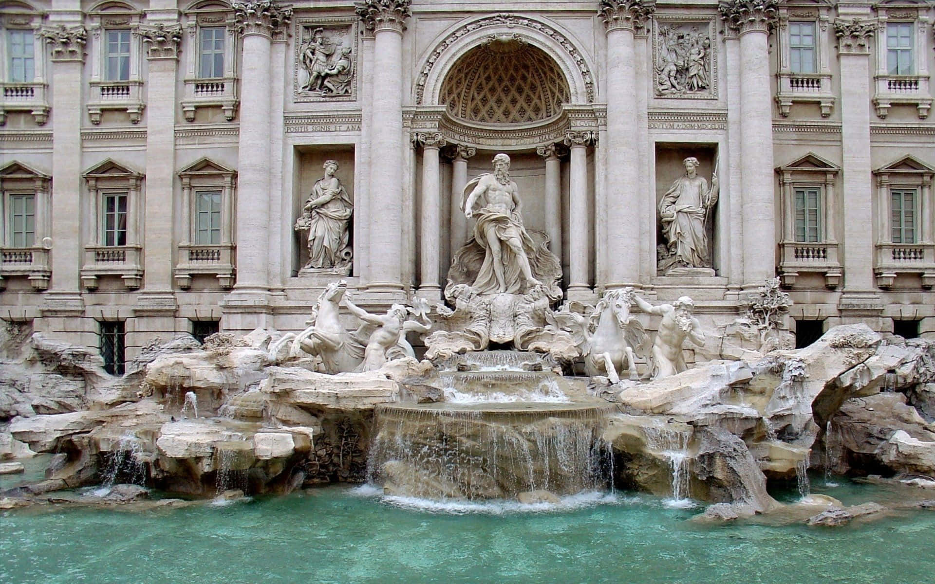 18th Century Trevi Fountain Background