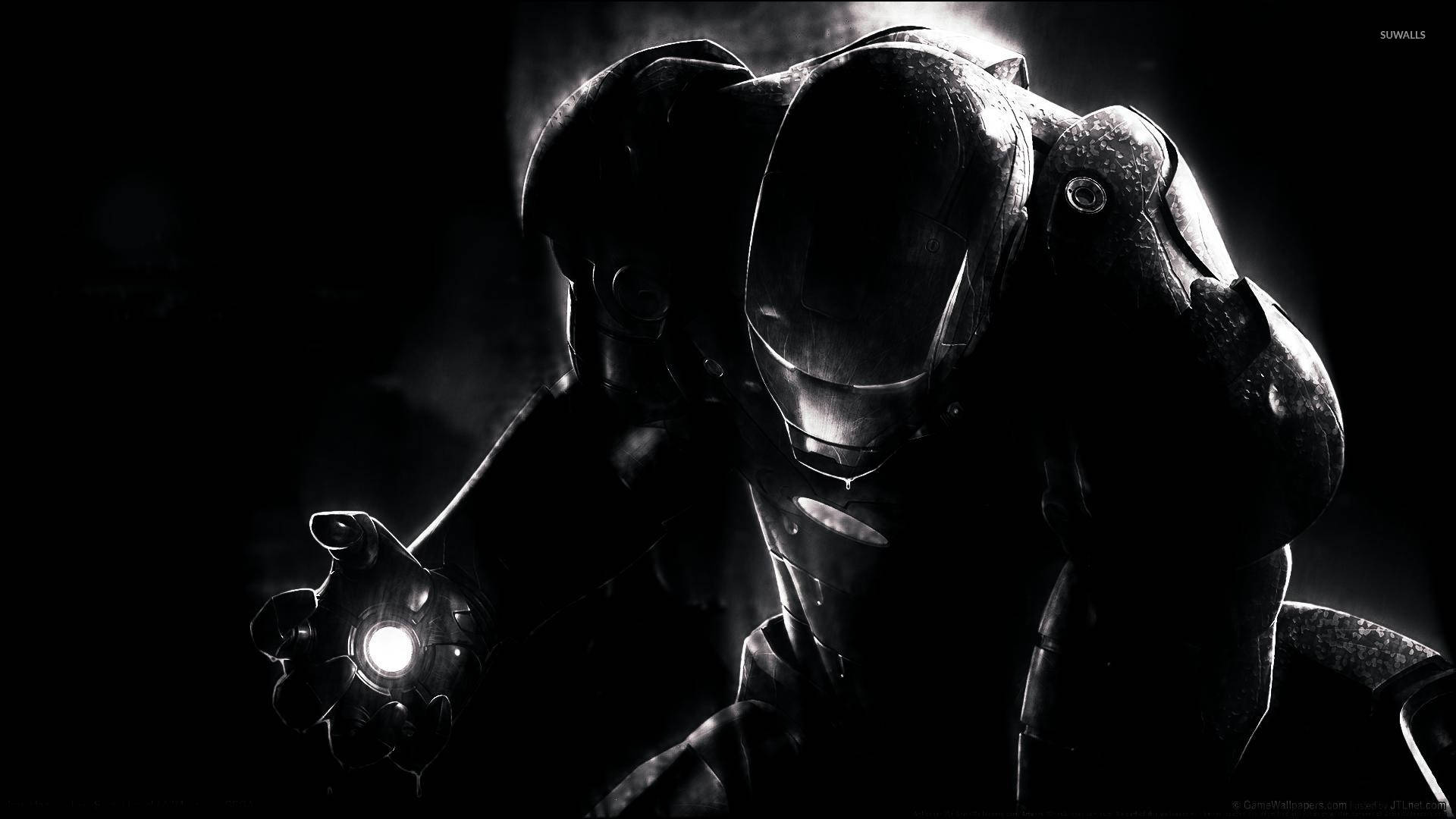 1920 X 1080 Avengers Iron Man Black And White Background