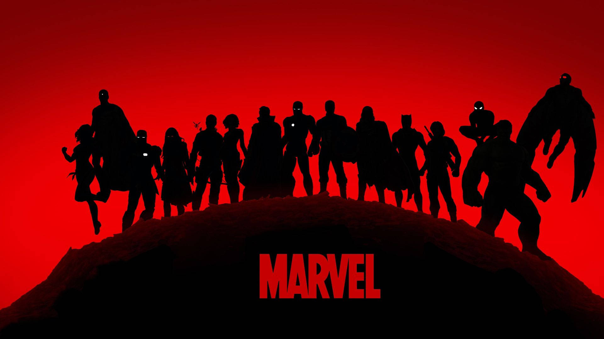 1920 X 1080 Avengers Silhouettes Background