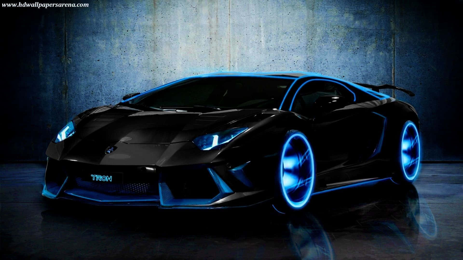 1920 X 1080 Car Lamborghini Aventador Glowing Blue Mugs Background