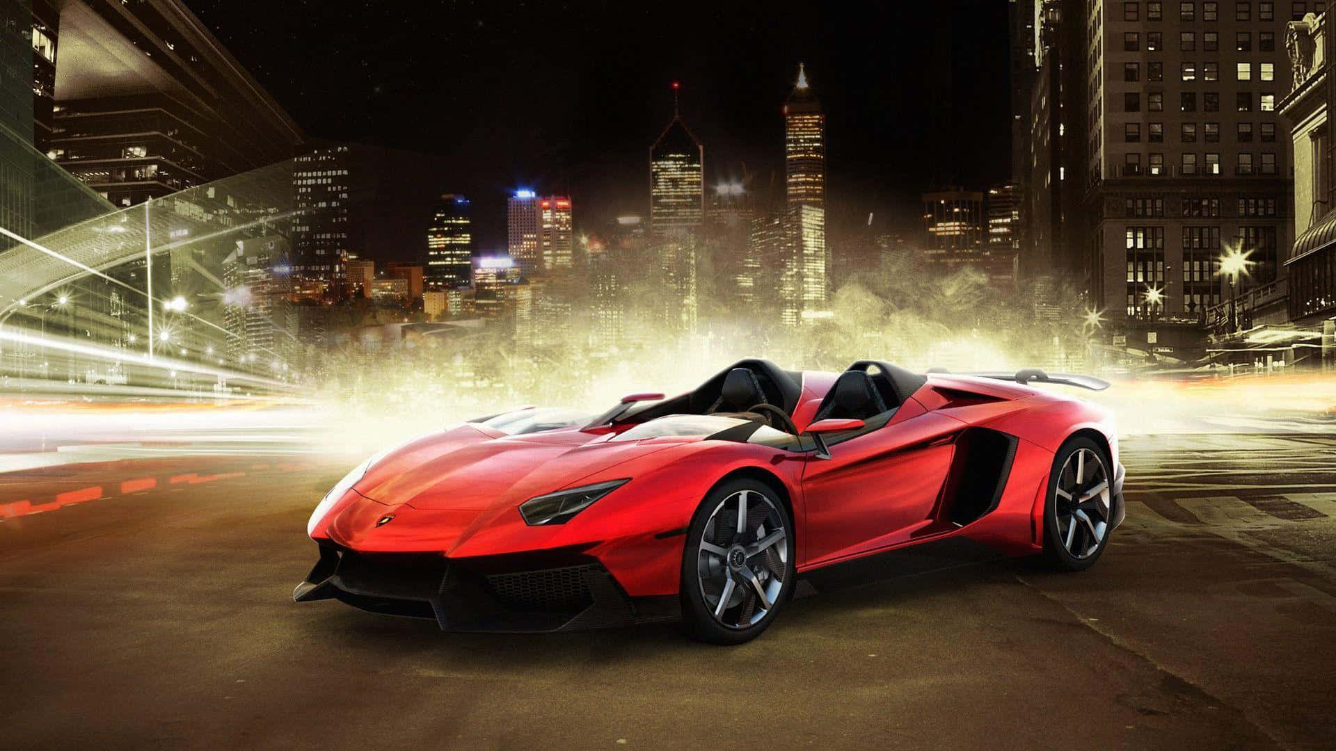 1920 X 1080 Car Lamborghini Aventador Red City Background