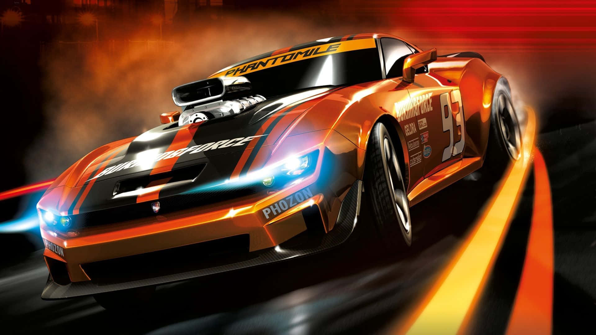 1920 X 1080 Car Racing Orange Driving Background