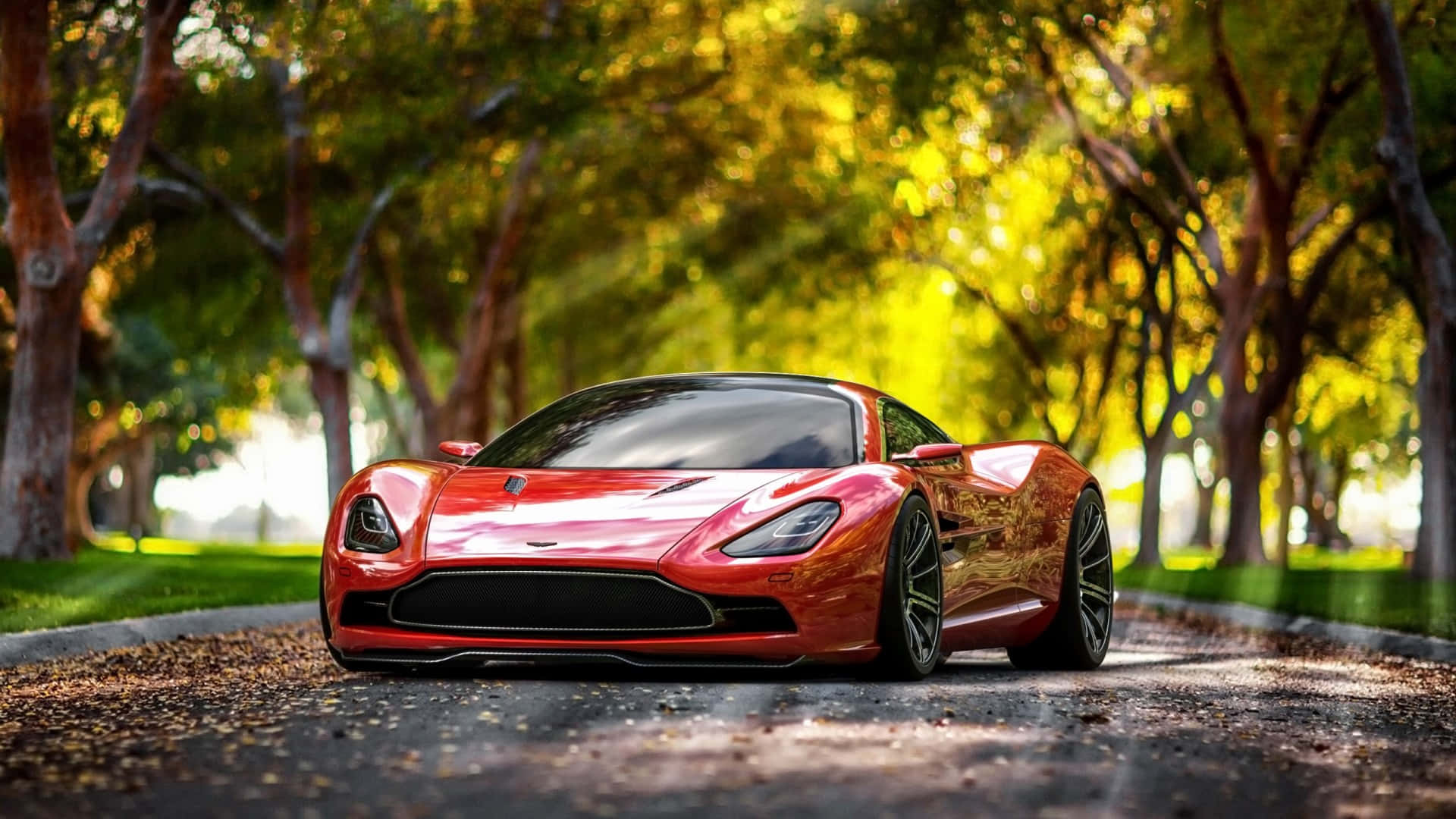 1920 X 1080 Car Red Aston Martin Background