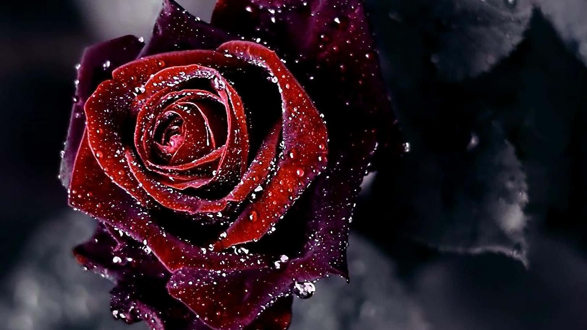 1920 X 1080 Flower Frozen Red Rose Background