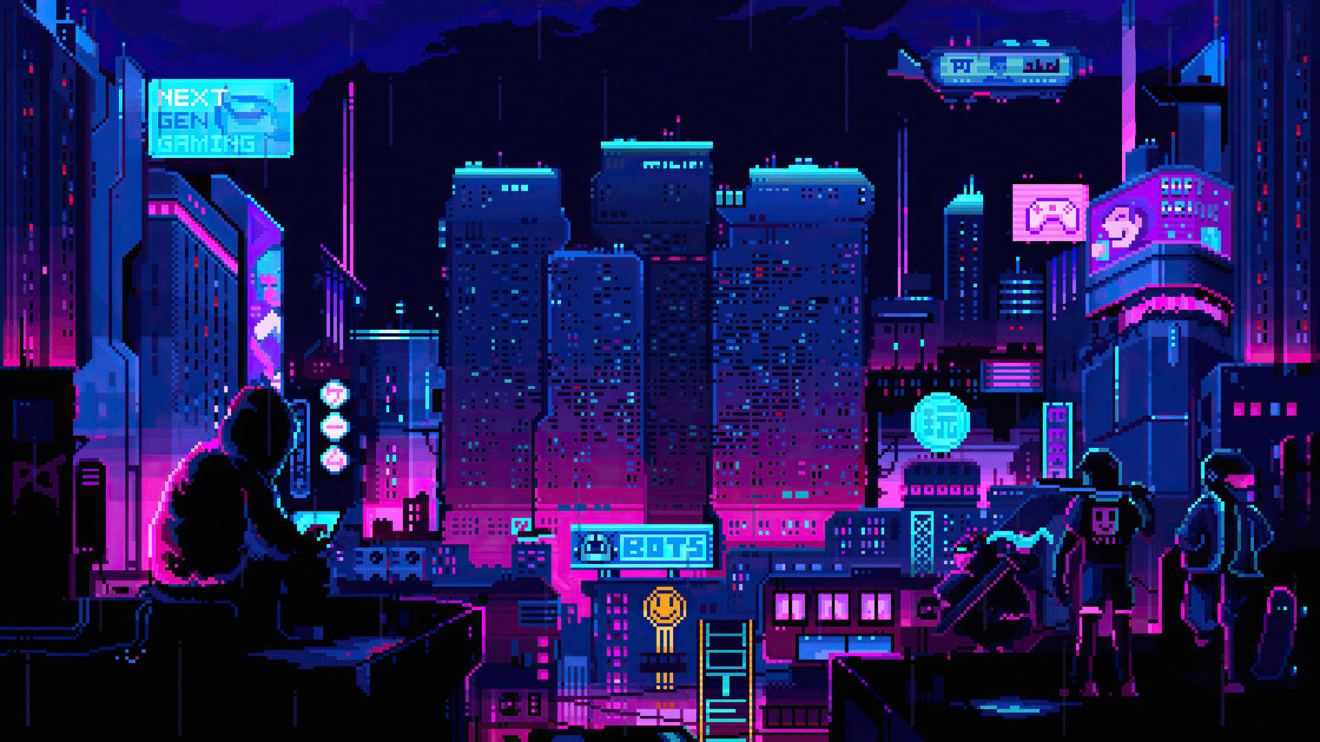 1920 X 1080 Gaming Cyberpunk City Background