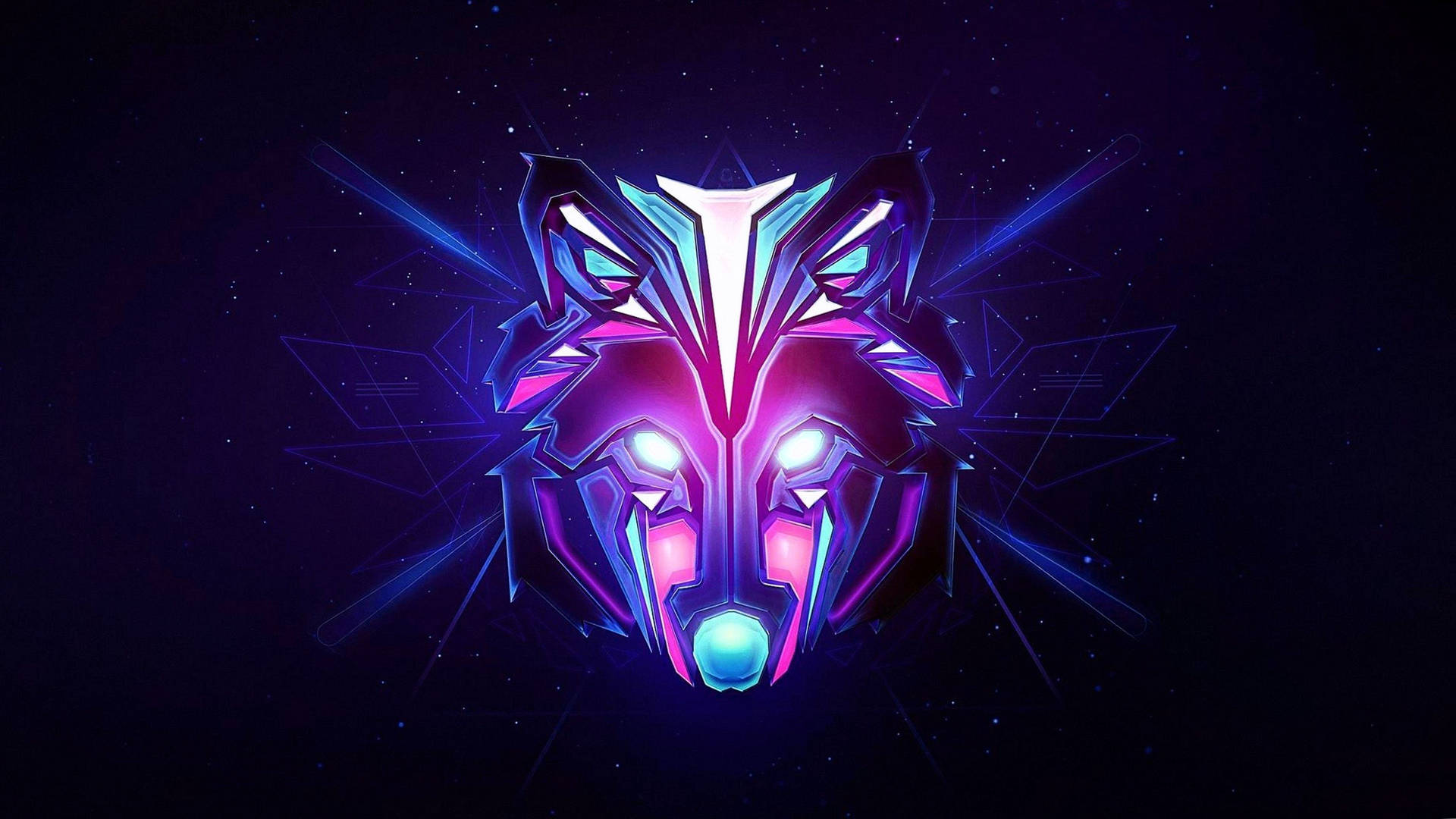 1920 X 1080 Gaming Neon Wolf Background