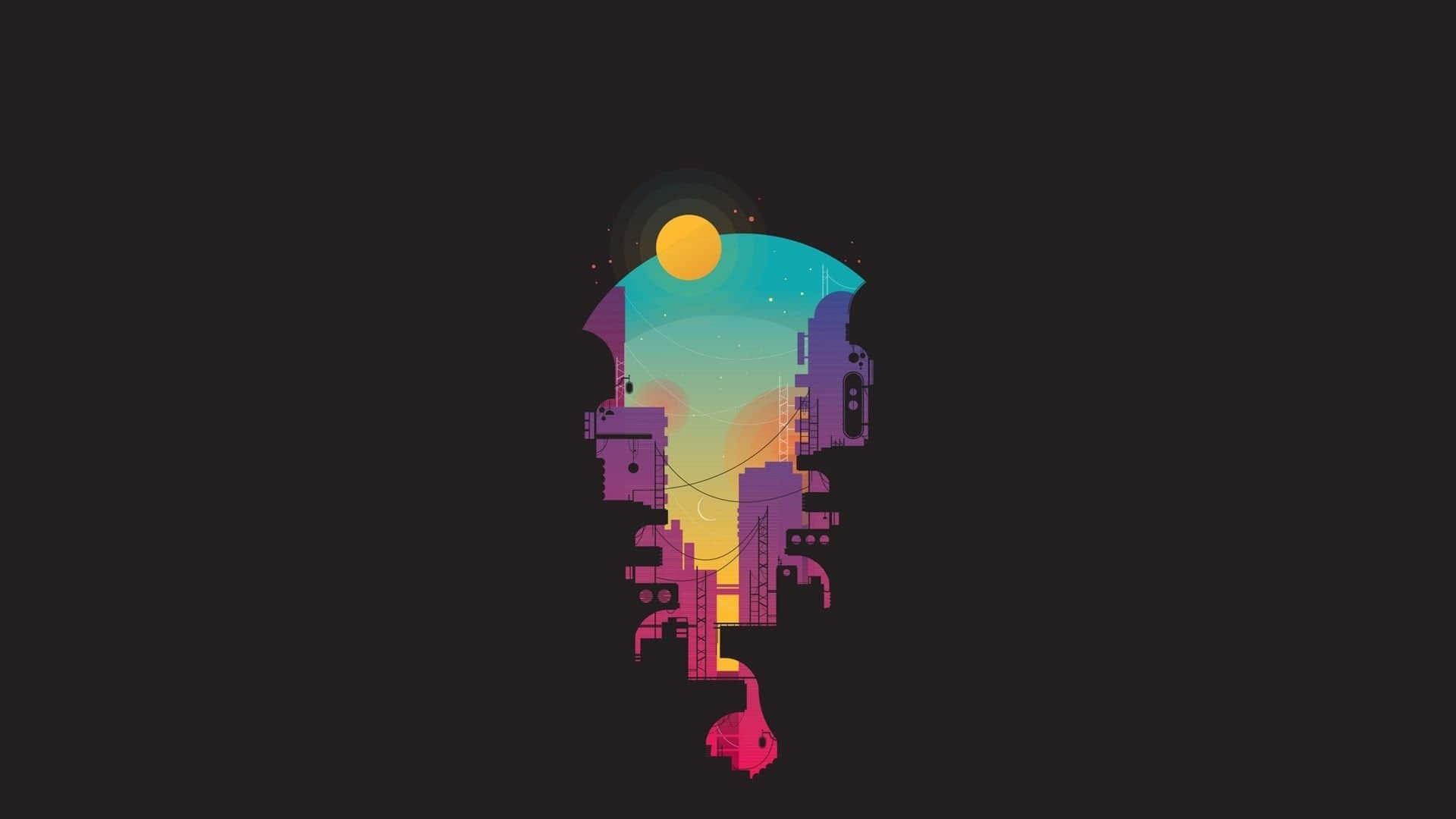 1920 X 1080 Minimalist Colorful City Background